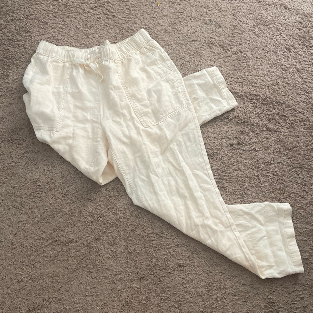 Anthropologie Cream linen pants